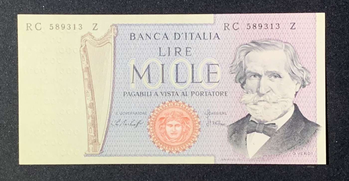 紫瑗钱币——第302期拍卖—纸币场 意大利 1979年 威尔第 1000里拉 UNC
