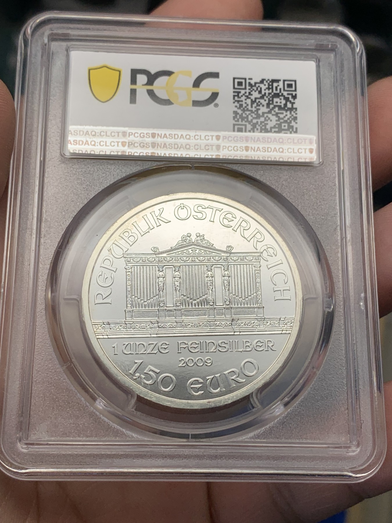 《竞宝斋》第195场-周日，周一 2场 (全场包邮) PCGS-MS66 2009年奥地利维也纳音乐会1.5欧银币