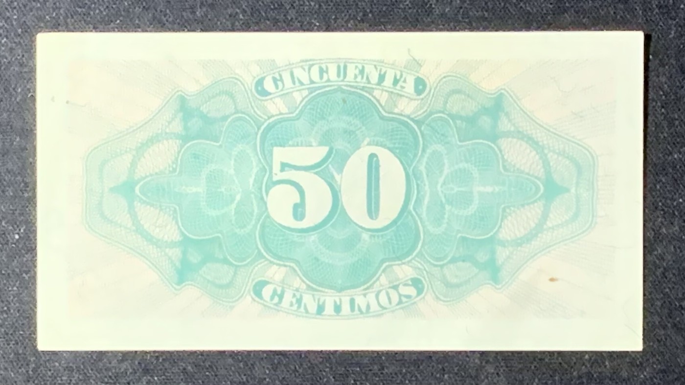 紫瑗钱币——第302期拍卖—纸币场 西班牙 1937年 第二共和国 财政部 50分 UNC-