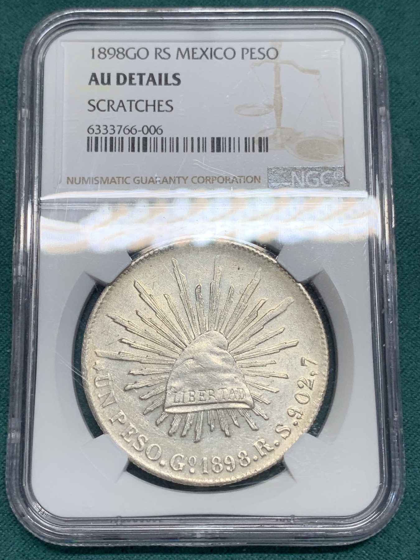 《竞宝斋》第195场-周日，周一 2场 (全场包邮) NGC AU 墨西哥1898年直边鹰洋银元