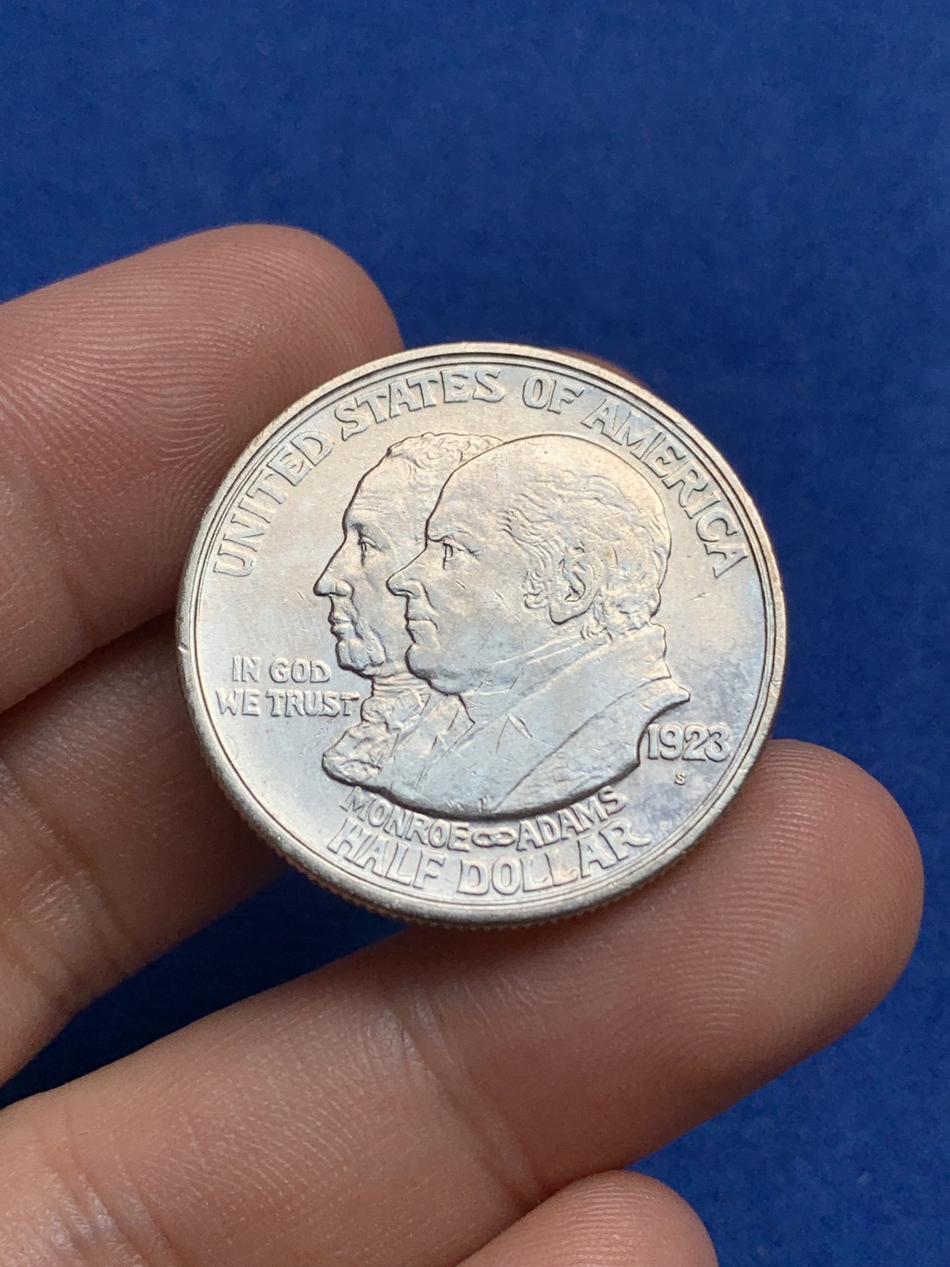 《竞宝斋》第195场-周日，周一 2场 (全场包邮) 美国1923年门罗主义百年纪念半圆银币