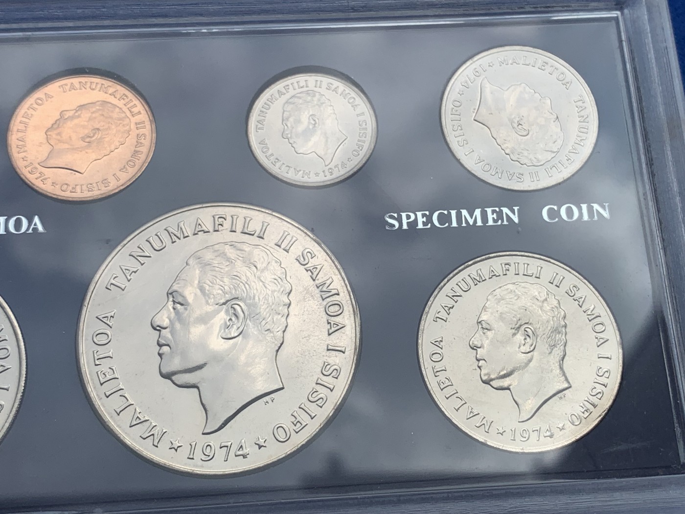 《竞宝斋》第195场-周日，周一 2场 (全场包邮) 西萨摩亚1974年 1塔拉 椰子树 盒装大镍币一套
