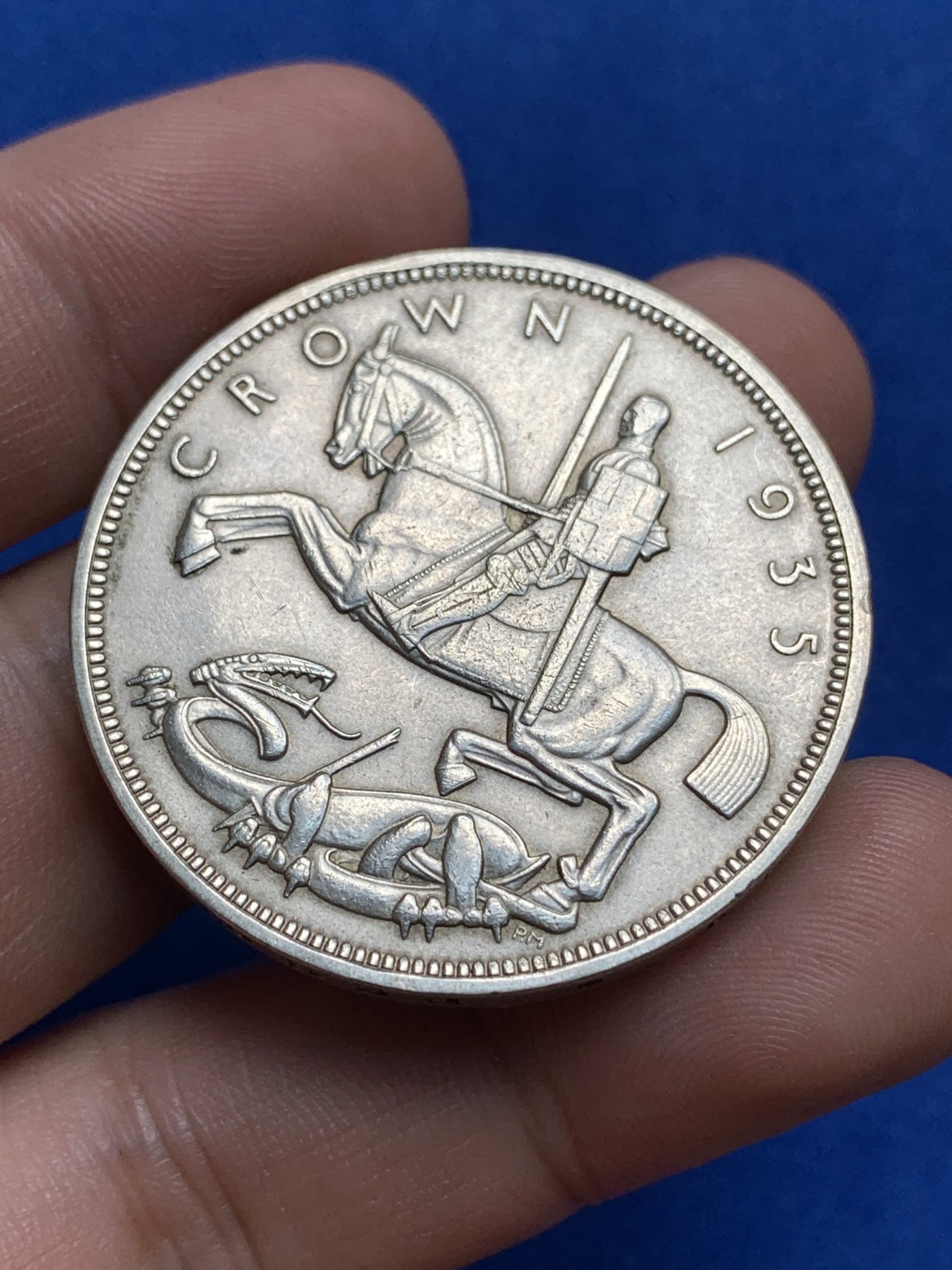 《竞宝斋》第195场-周日，周一 2场 (全场包邮) 1935年英国乔治五世木马剑银币 克朗大银币 原光好品