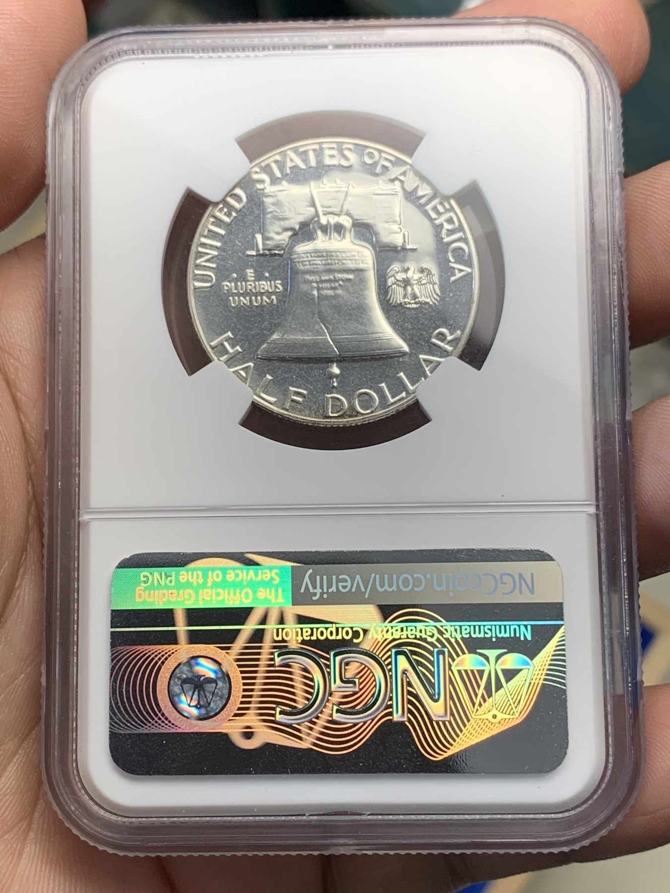 《竞宝斋》第195场-周日，周一 2场 (全场包邮) NGC-PF64 CAMEO 美国 1963年 精制富兰克林 50美分/半美元银币 少见