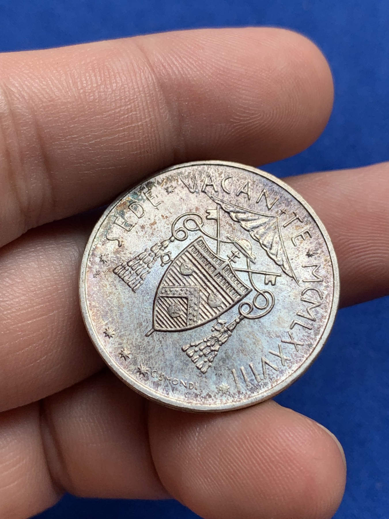 《竞宝斋》第195场-周日，周一 2场 (全场包邮) 梵蒂冈1978年缺位500里拉银币