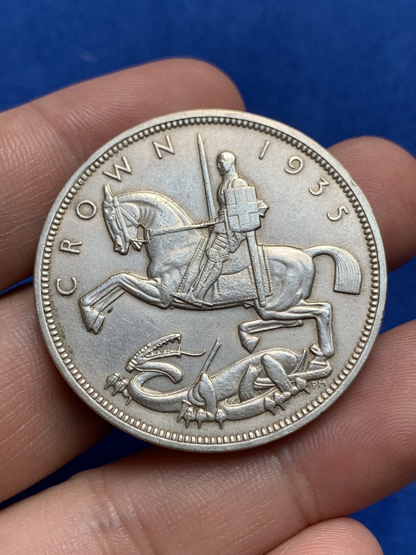 《竞宝斋》第195场-周日，周一 2场 (全场包邮) 1935年英国乔治五世木马剑银币 克朗大银币 原光好品