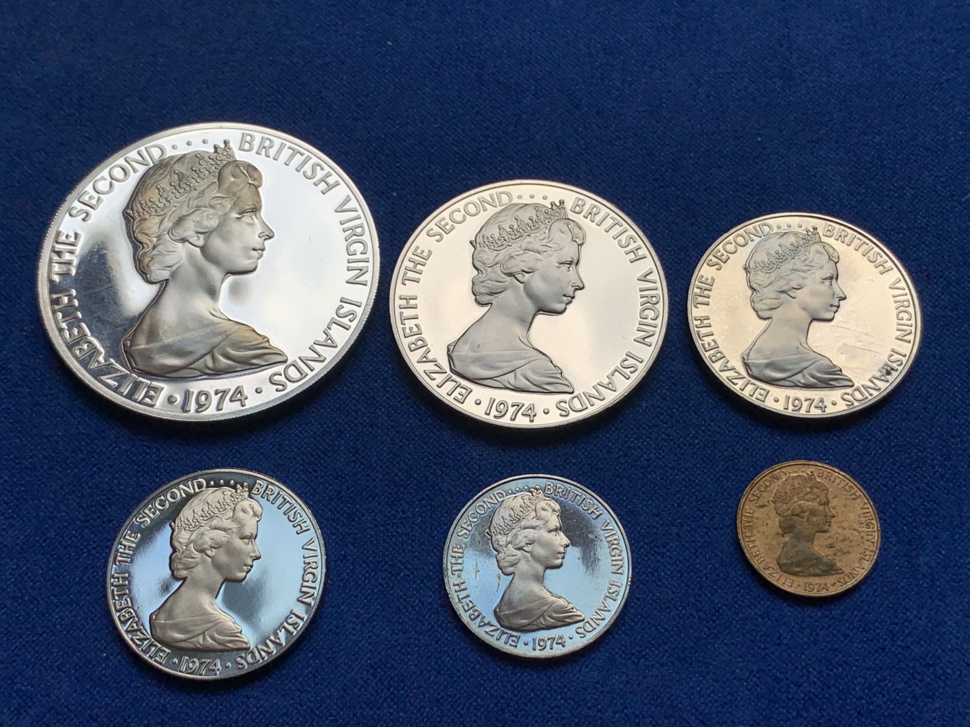 《竞宝斋》第195场-周日，周一 2场 (全场包邮) 原盒证书 维京群岛 1974年 鸟类 6枚套 富兰克林造币厂 精制纪念币 最大枚是银币