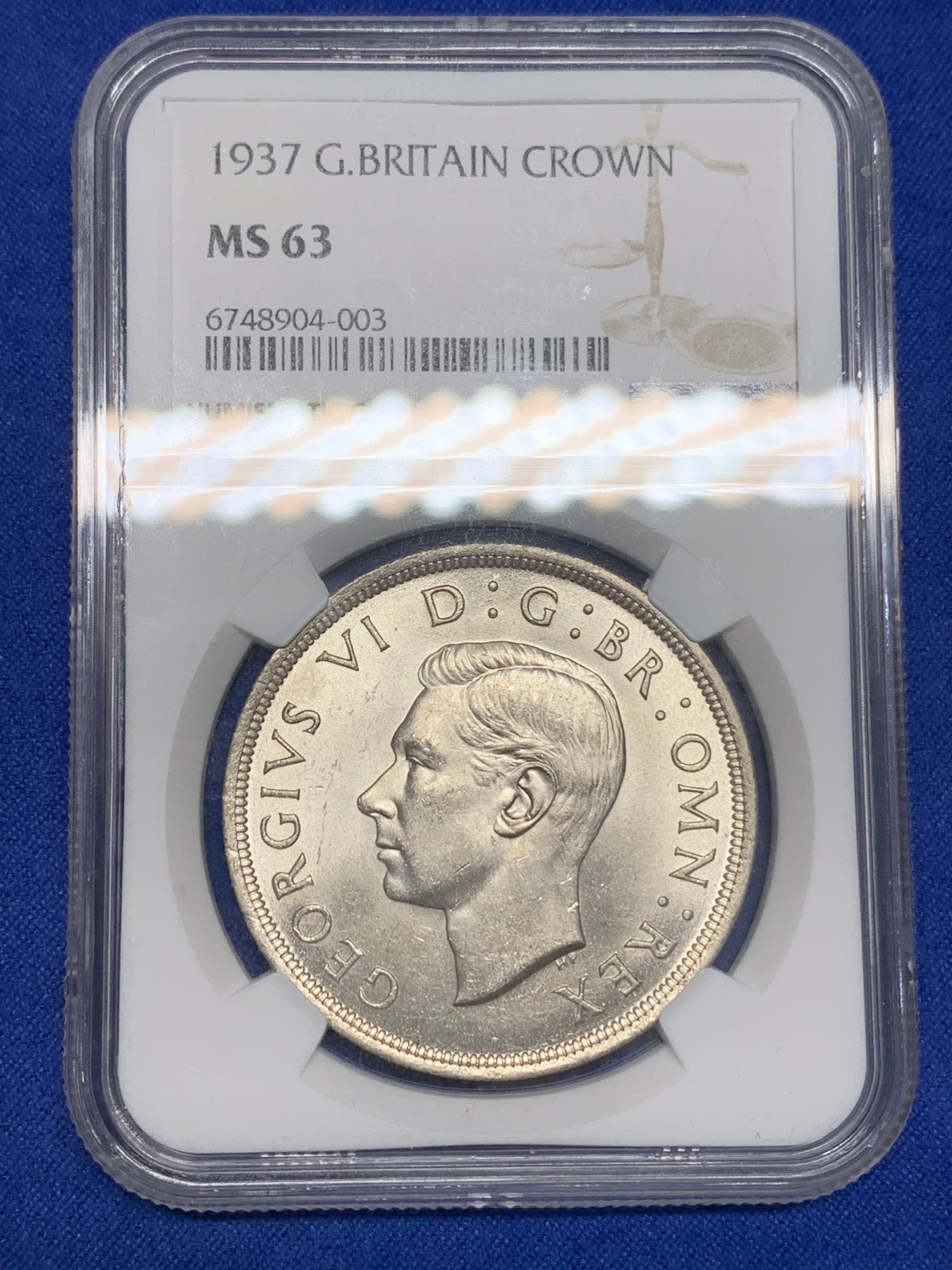 《竞宝斋》第195场-周日，周一 2场 (全场包邮) NGC-MS63 英国1937年乔治六世登基克朗银币，车轮光好品。