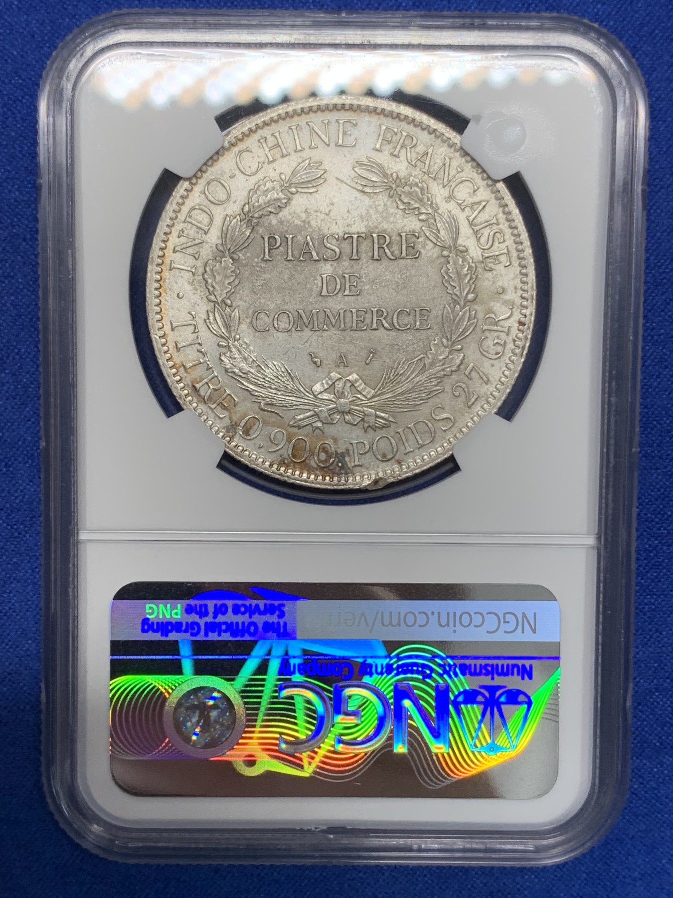 《竞宝斋》第195场-周日，周一 2场 (全场包邮) NGC-AUD 法属印度支那 1895A 坐洋 难得五官清晰 底光可见