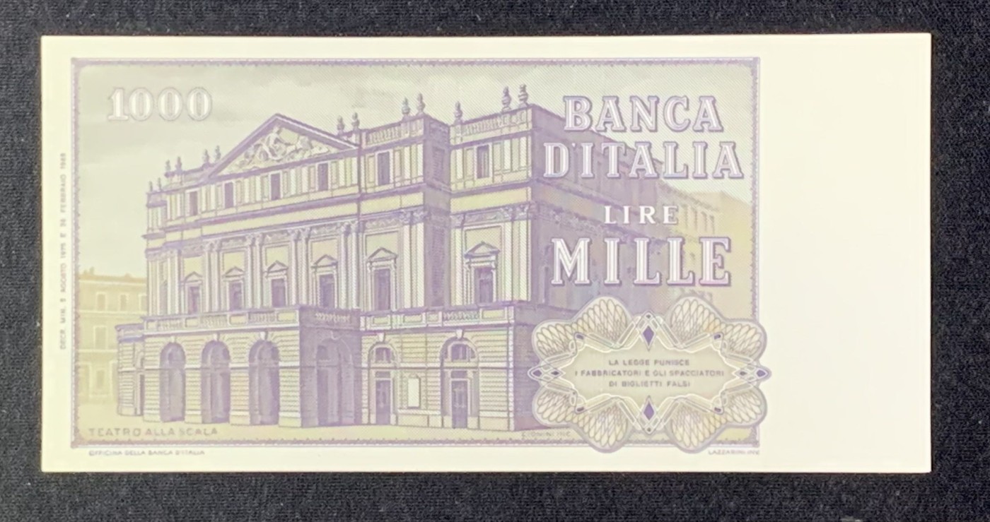 紫瑗钱币——第302期拍卖—纸币场 意大利 1975年 威尔第 1000里拉 UNC