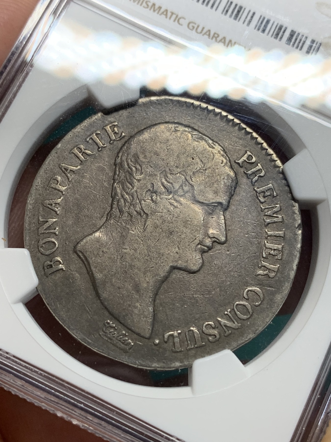 《竞宝斋》第195场-周日，周一 2场 (全场包邮) NGC F15 法国 AN12M 图卢兹 1804年 拿破仑凯撒头5法郎银币 原味低评