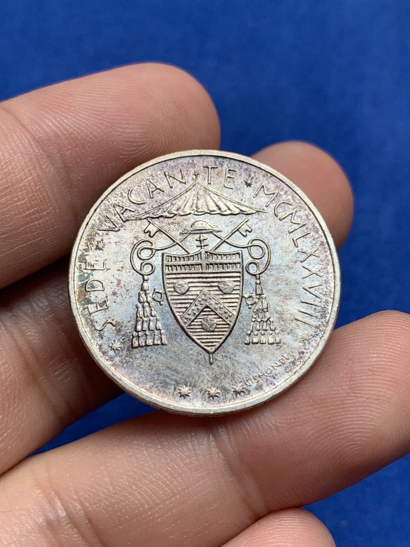 《竞宝斋》第195场-周日，周一 2场 (全场包邮) 梵蒂冈1978年缺位500里拉银币