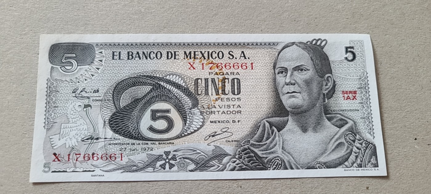 墨西哥1972年5比索纸币unc66661 - CIT经典钱币- CIT经典钱币- 麦稀奇