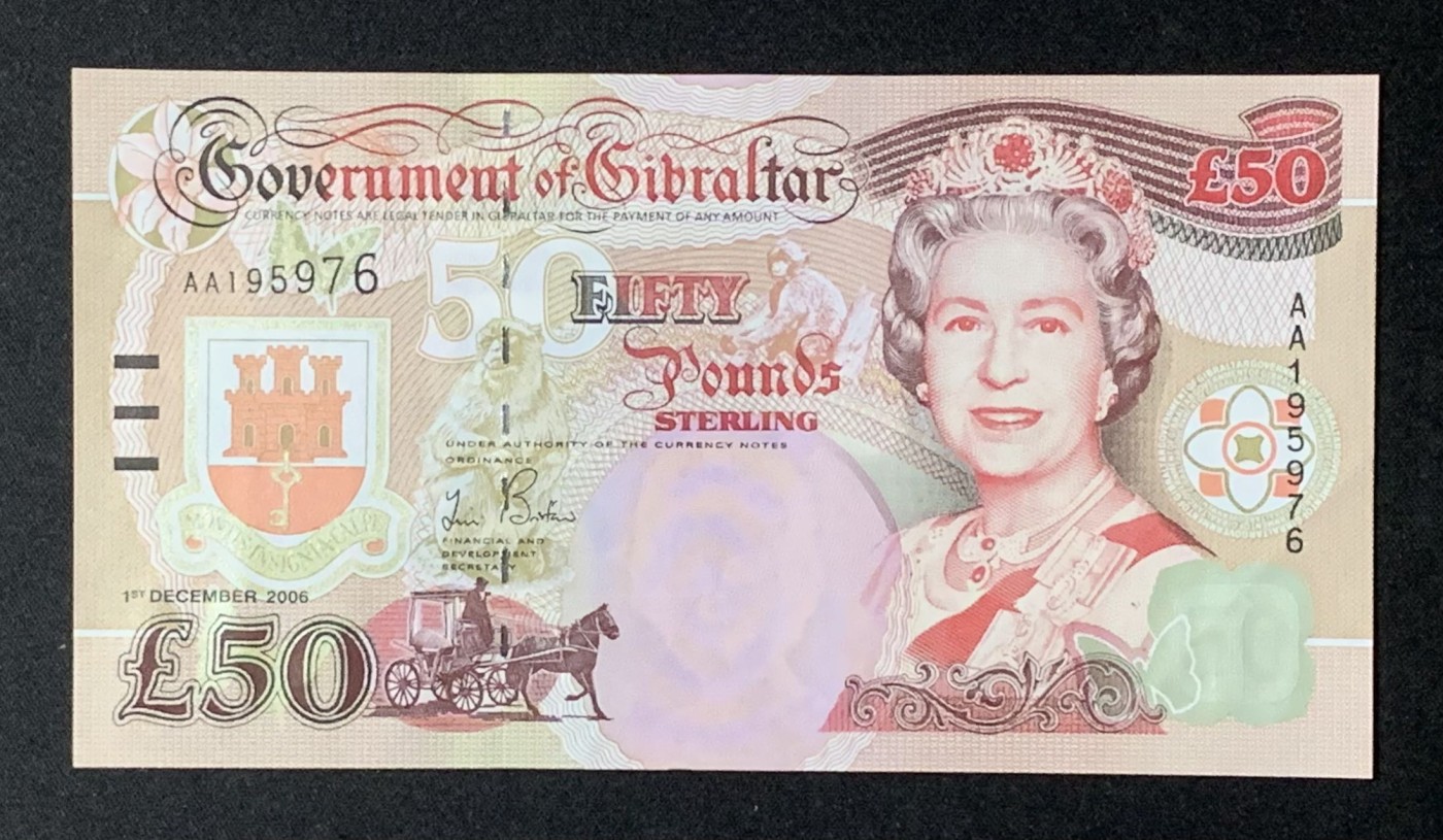 紫瑗钱币——第302期拍卖—纸币场 【AA冠】直布罗陀 2006年 伊丽莎白二世 50磅 UNC