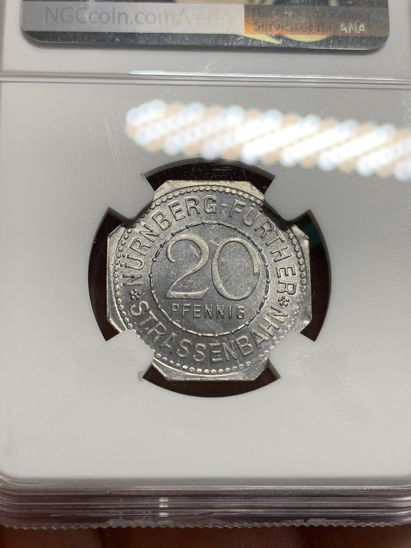 《竞宝斋》第195场-周日，周一 2场 (全场包邮) NGC MS63 德国1920纽伦堡电车代币