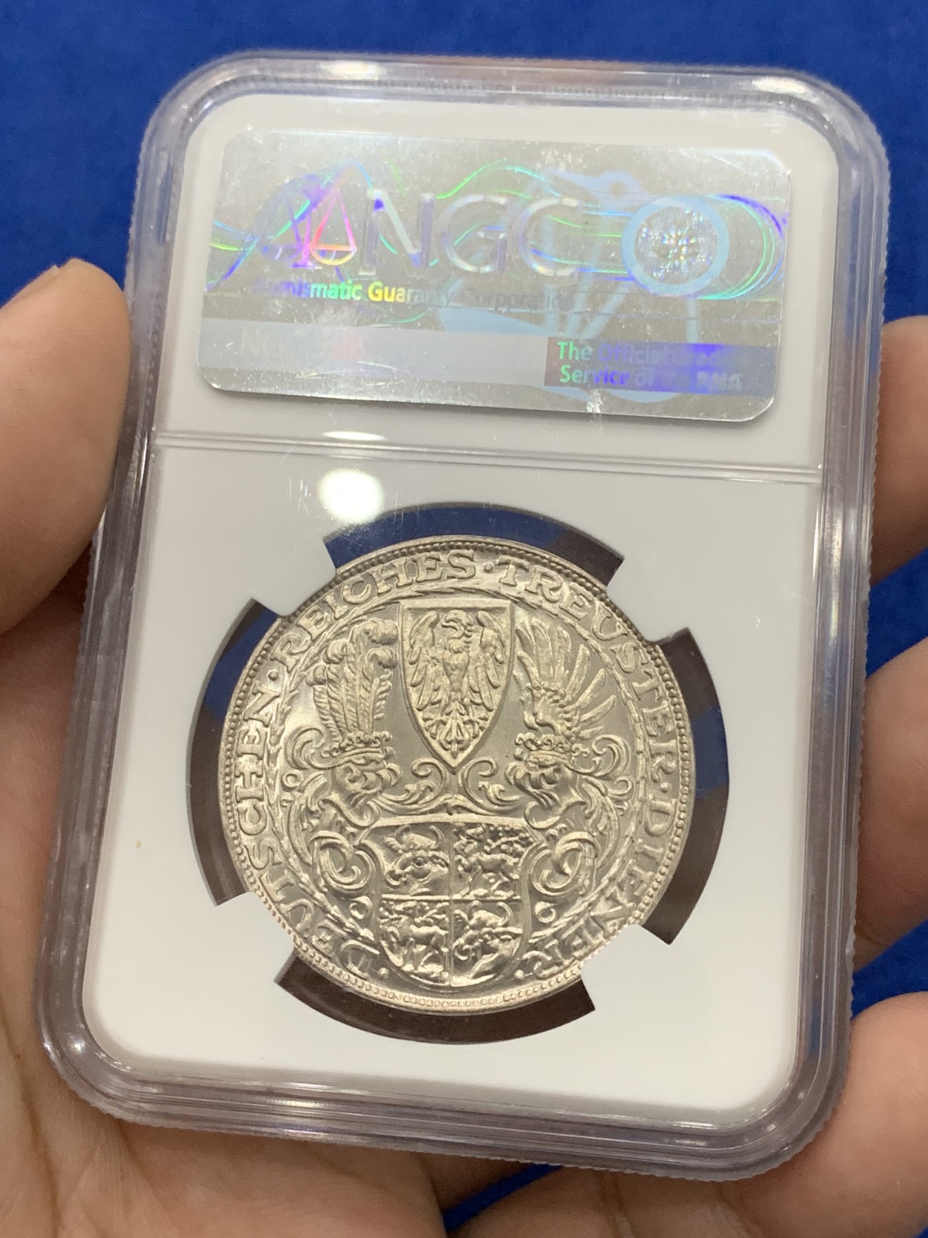 《竞宝斋》第195场-周日，周一 2场 (全场包邮) NGC-MS67 德国 1927年 兴登堡80大寿5马克币型银章 经典中的经典 卡尔哥茨作品 ngc亚军 仅有一枚更高分 国内首见 无需赘言