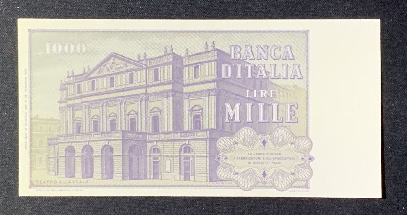 紫瑗钱币——第302期拍卖—纸币场 意大利 1979年 威尔第 1000里拉 UNC