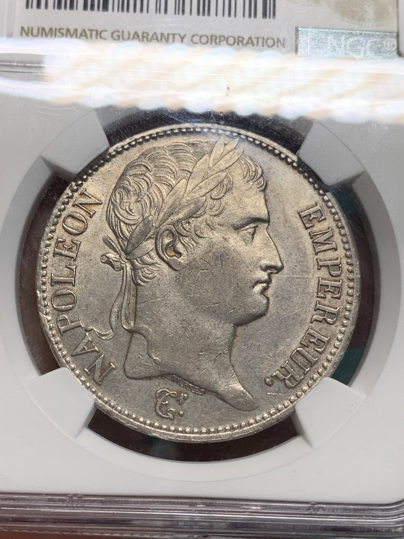 《竞宝斋》第195场-周日，周一 2场 (全场包邮) NGC-AUD 法国 1809年鲁昂厂 拿破仑皇帝5法郎 银币 早期年份，少见厂别，状态出色，观感好