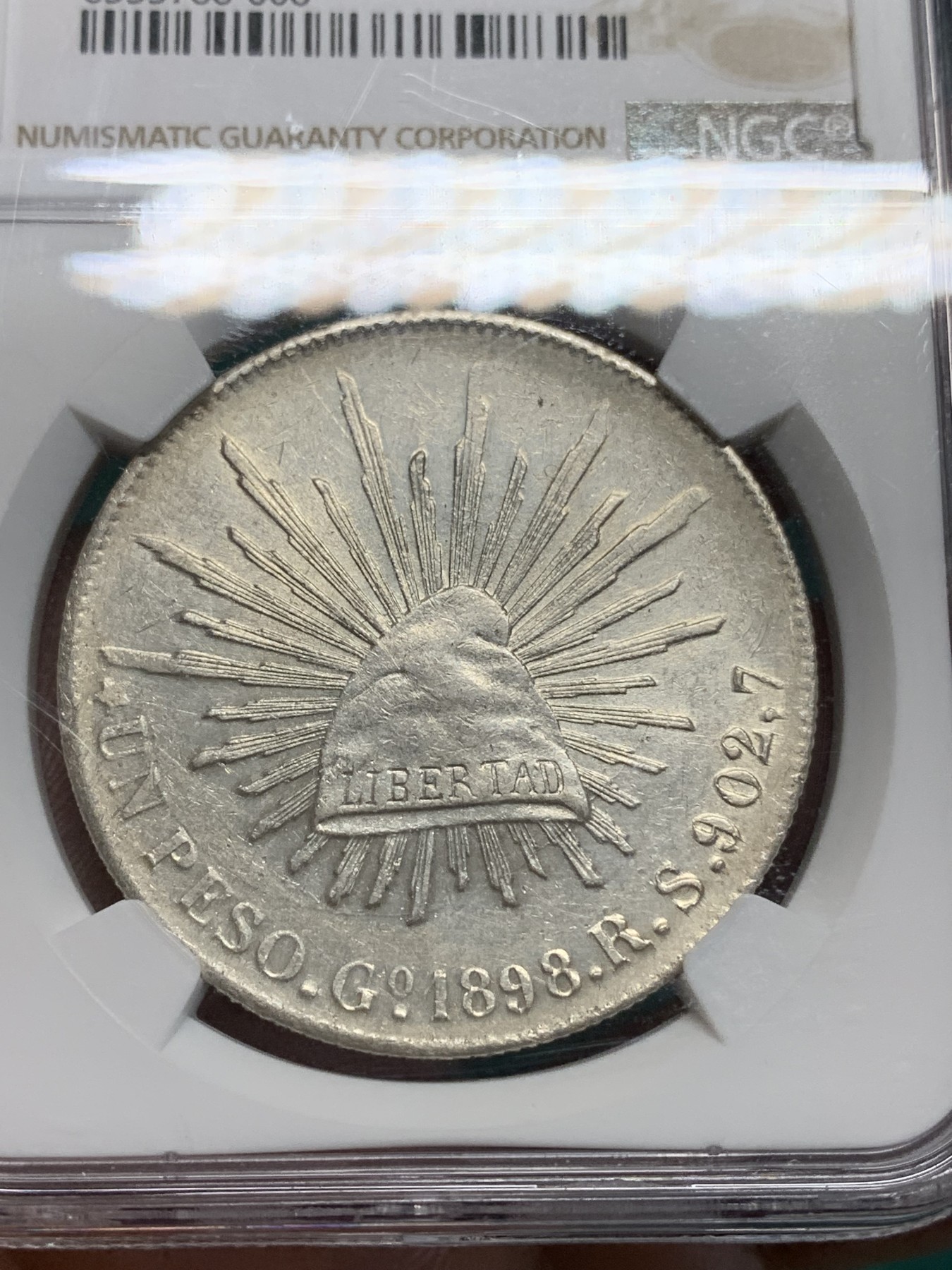 《竞宝斋》第195场-周日，周一 2场 (全场包邮) NGC AU 墨西哥1898年直边鹰洋银元