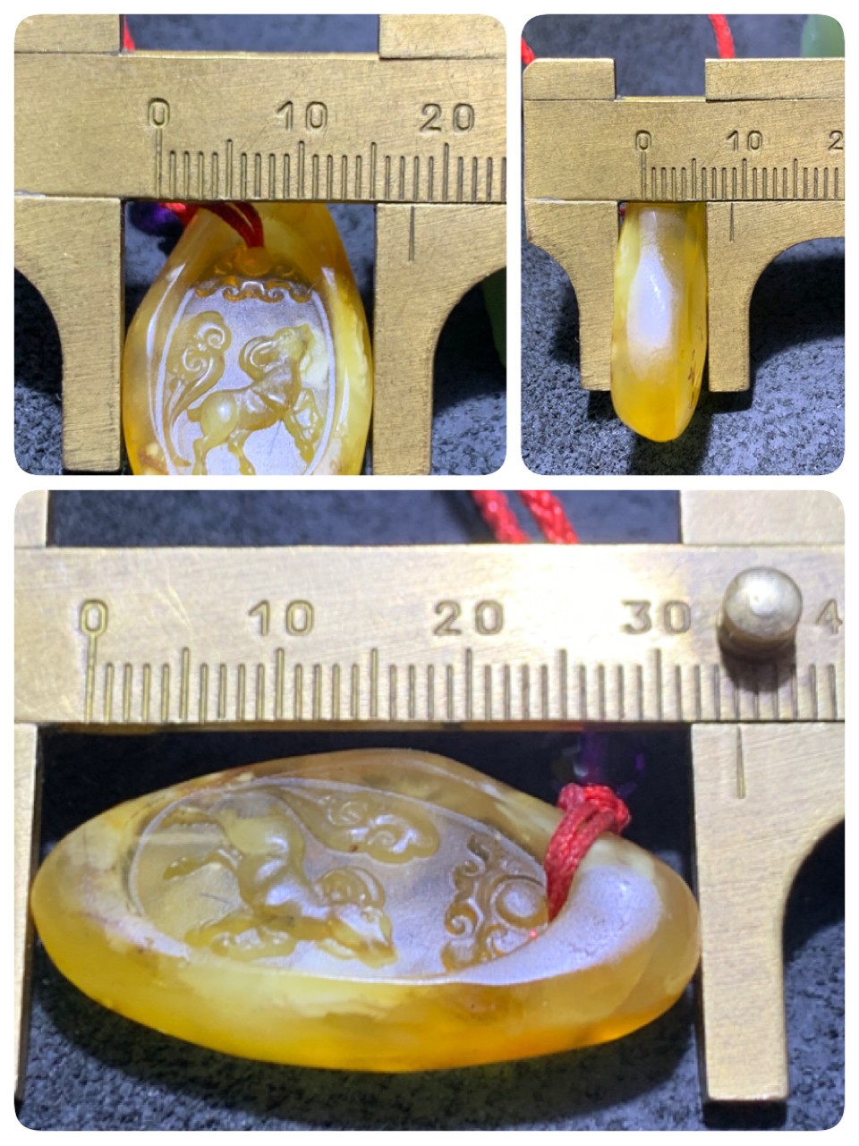 精美天然乌克兰蜜蜡原石雕刻一鹿如意吊坠一个，