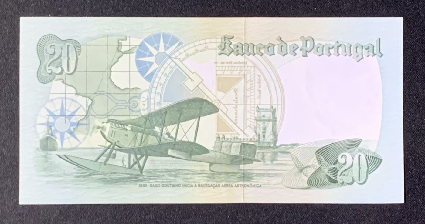 紫瑗钱币——第302期拍卖—纸币场 葡萄牙 1978年 10月4日 海军上将加戈·库蒂尼奥 20埃斯库多 UNC