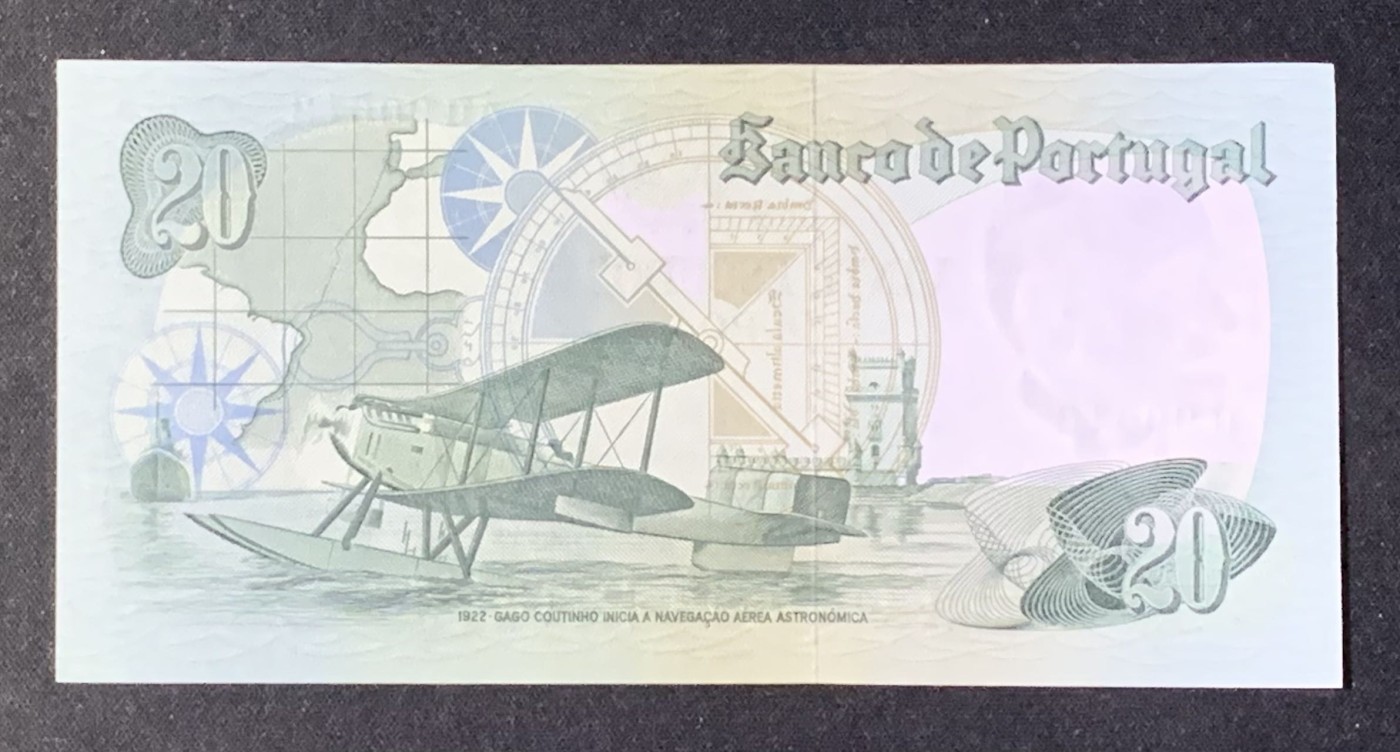 紫瑗钱币——第302期拍卖—纸币场 葡萄牙 1978年 9月13日 海军上将加戈·库蒂尼奥 20埃斯库多 UNC