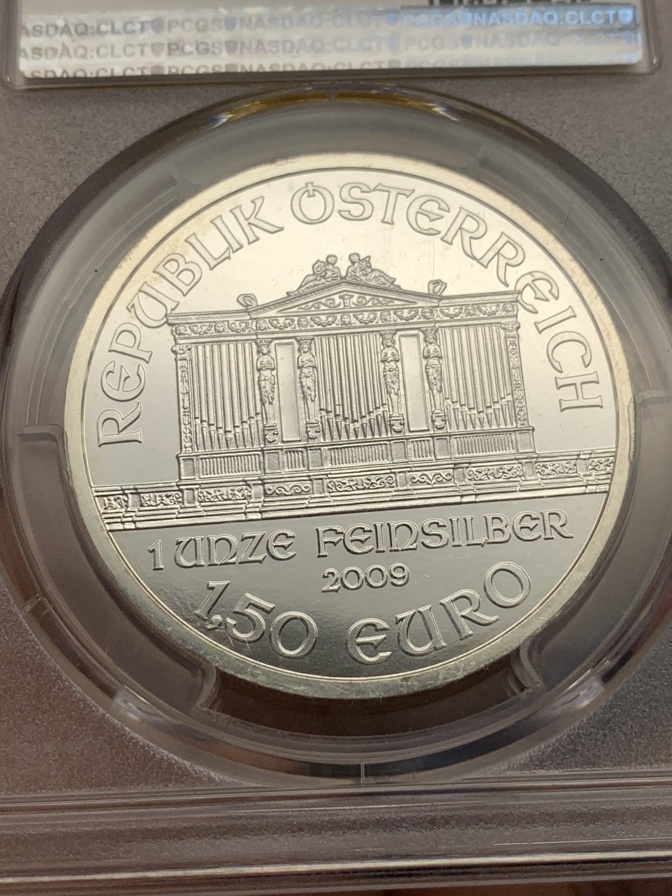 《竞宝斋》第195场-周日，周一 2场 (全场包邮) PCGS-MS66 2009年奥地利维也纳音乐会1.5欧银币