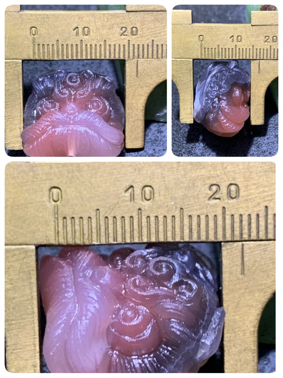 精美亚光非红玛瑙手工雕刻醒狮珠子（吊坠）一个，