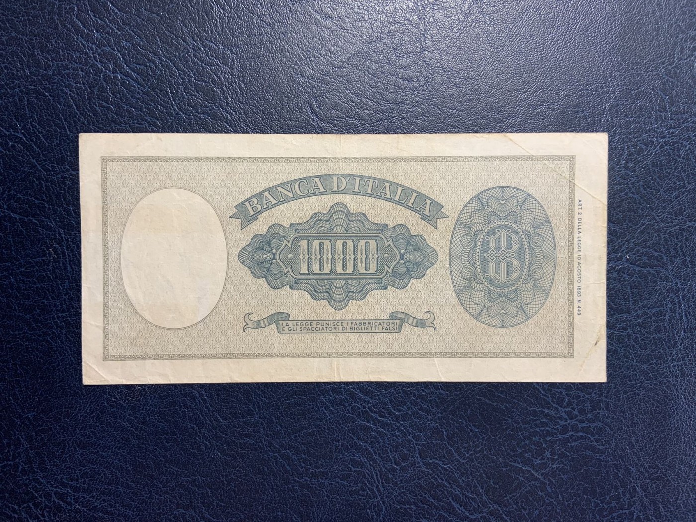 收藏联盟Quantum Auction 第287期拍卖  意大利1947年1000里拉 品相如图 