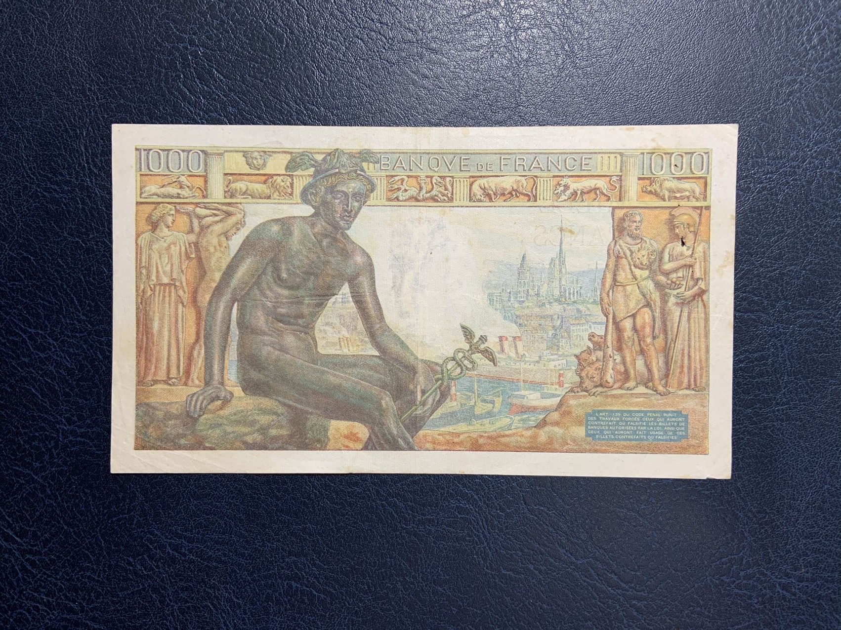 收藏联盟Quantum Auction 第287期拍卖  法国1943年1000法郎 品相如图 有针孔
