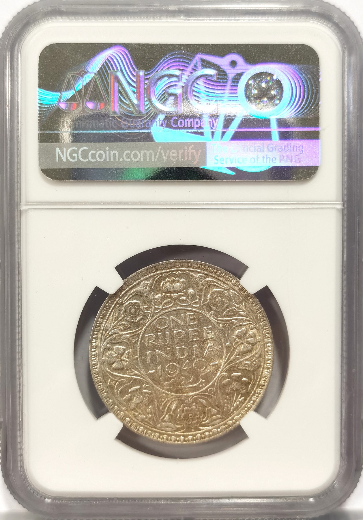 博洋堂世界钱币拍卖第041期周五场（全场包邮）本周五、周六二场连拍 NGC AU58 英属印度1940B 1卢比银币带原光