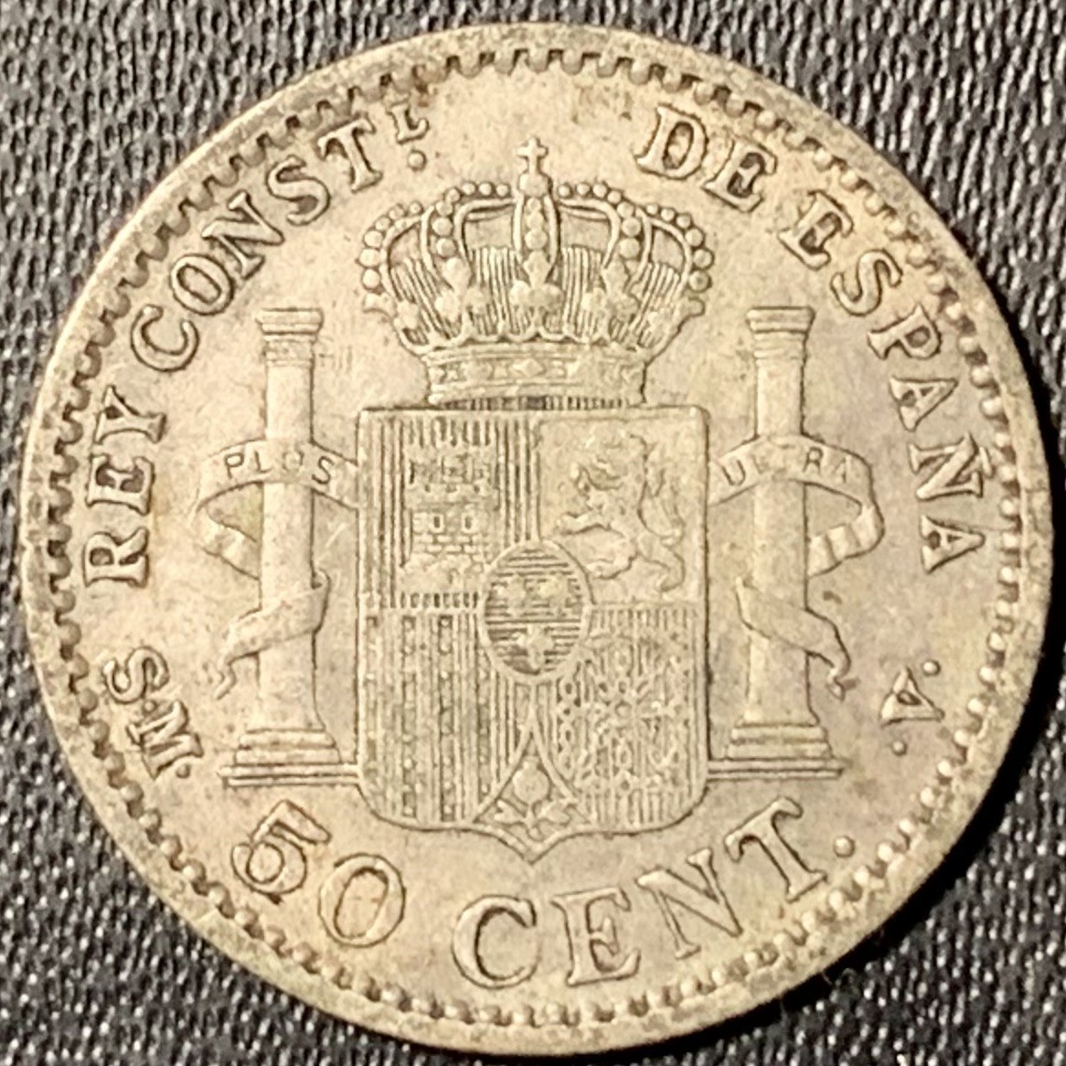 紫瑗钱币——第303期拍卖 西班牙 1904年 阿方索十三世 少年头 50分 2.5克 0.835银