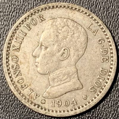 紫瑗钱币——第303期拍卖 - 西班牙 1904年 阿方索十三世 少年头 50分 2.5克 0.835银