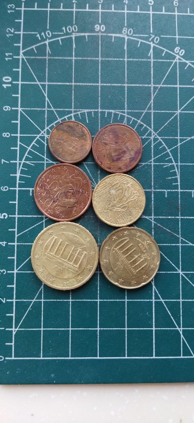 外国硬币 - 欧元硬币六枚。