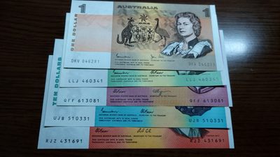 澳大利亚纸币1-2-5-10-20小套尾1同团购 绝品刀拆 免佣金（1-2-5-10也有零售另询）） - 澳大利亚纸币1-2-5-10-20小全套 全新绝品刀拆 尾号1