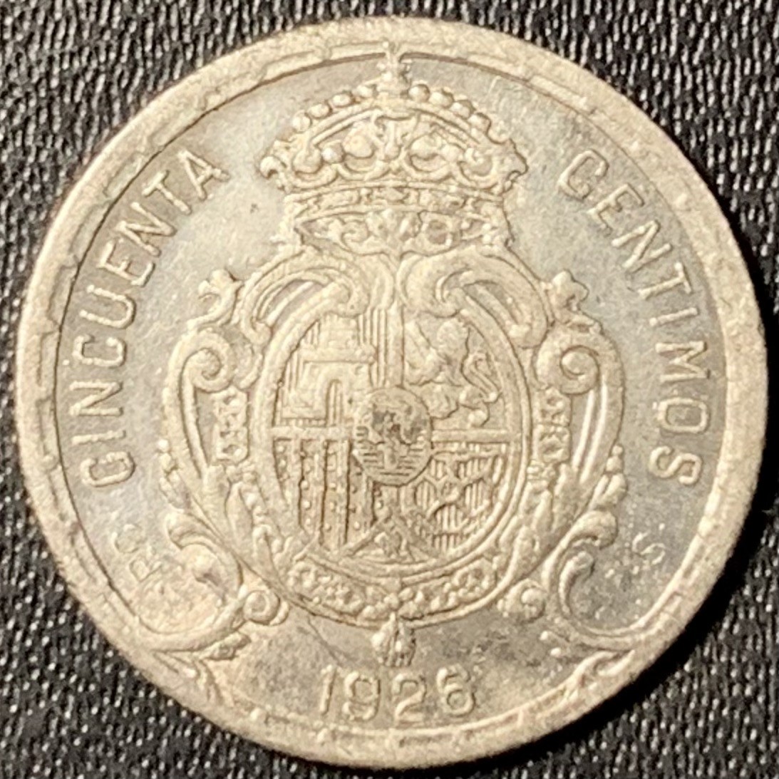 紫瑗钱币——第303期拍卖 西班牙 1926年 阿方索十三世 50分 2.5克 0.835银