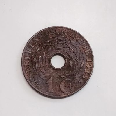 240301 - 荷属东印度1分圆孔青铜硬币  23.0毫米 4.8克 4107