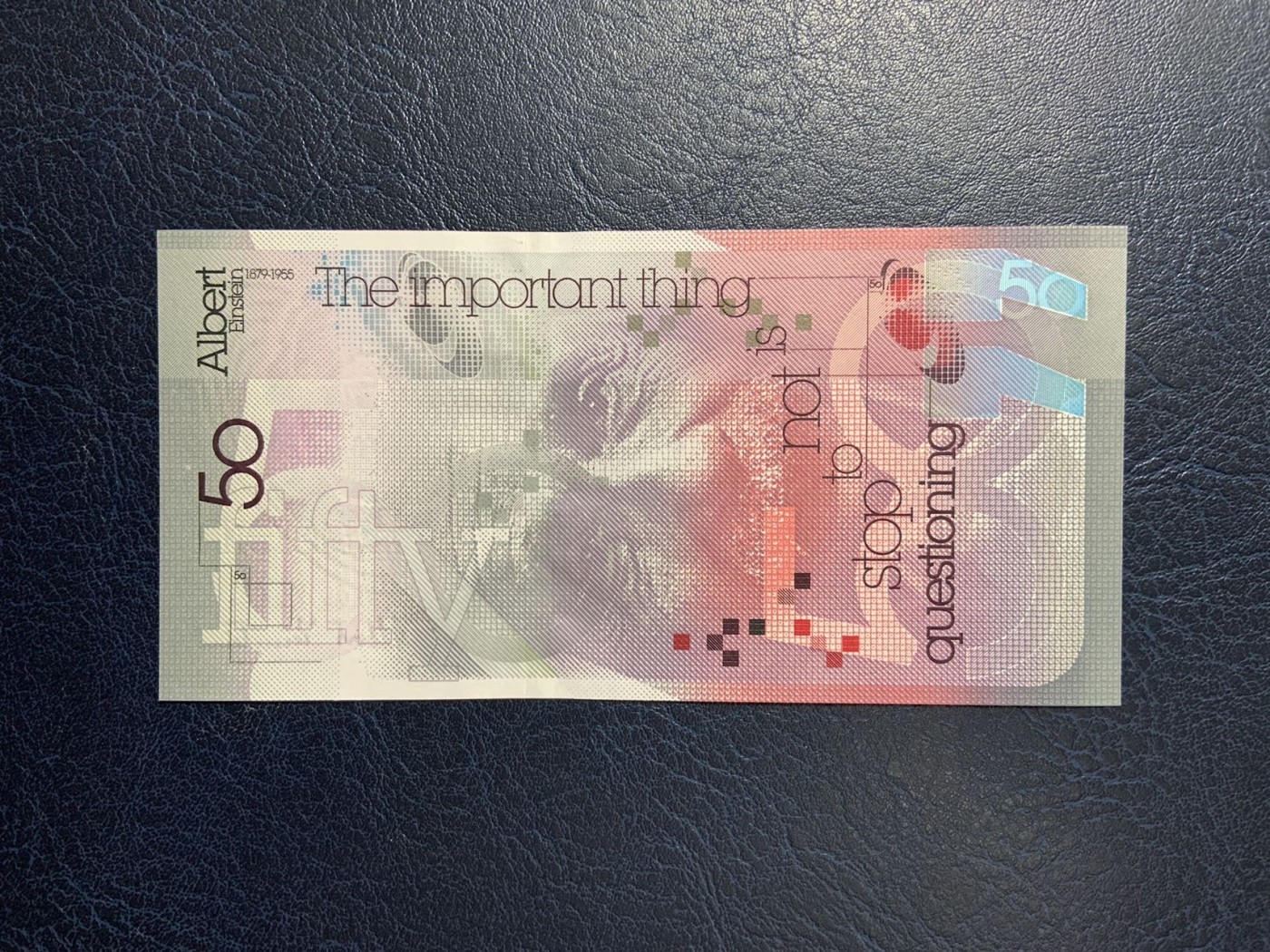 收藏联盟Quantum Auction 第287期拍卖  德纳罗公司2005年爱因斯坦去世50周年纪念测试钞 品相全新UNC