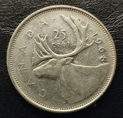 初雪钱币专场（第七期）可搞代拍服务 - 1968年加拿大25分