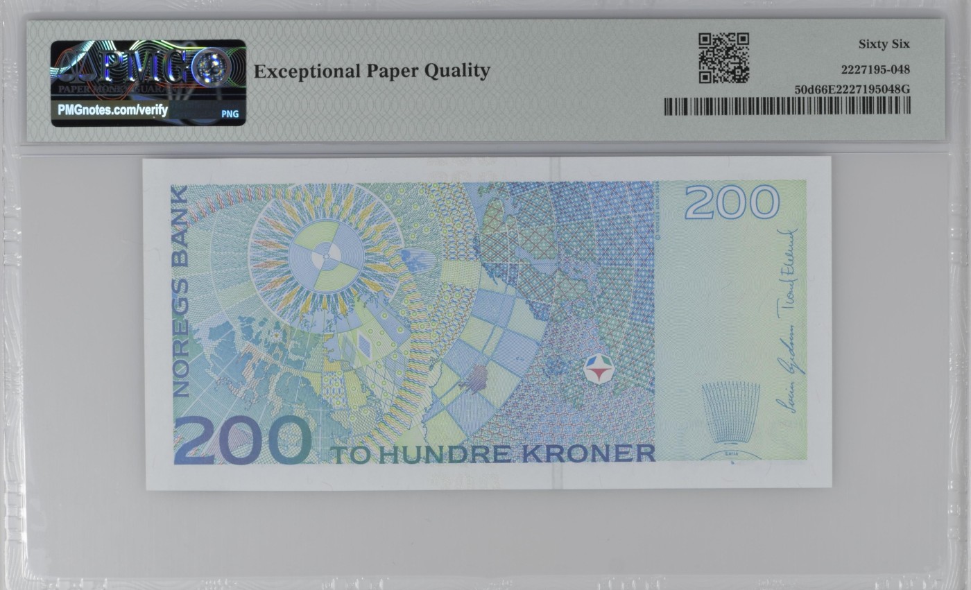 紫瑗钱币——第302期拍卖—纸币场 【PMG 66EPQ】挪威 2006年 伯克兰 200克朗 (P-50d)