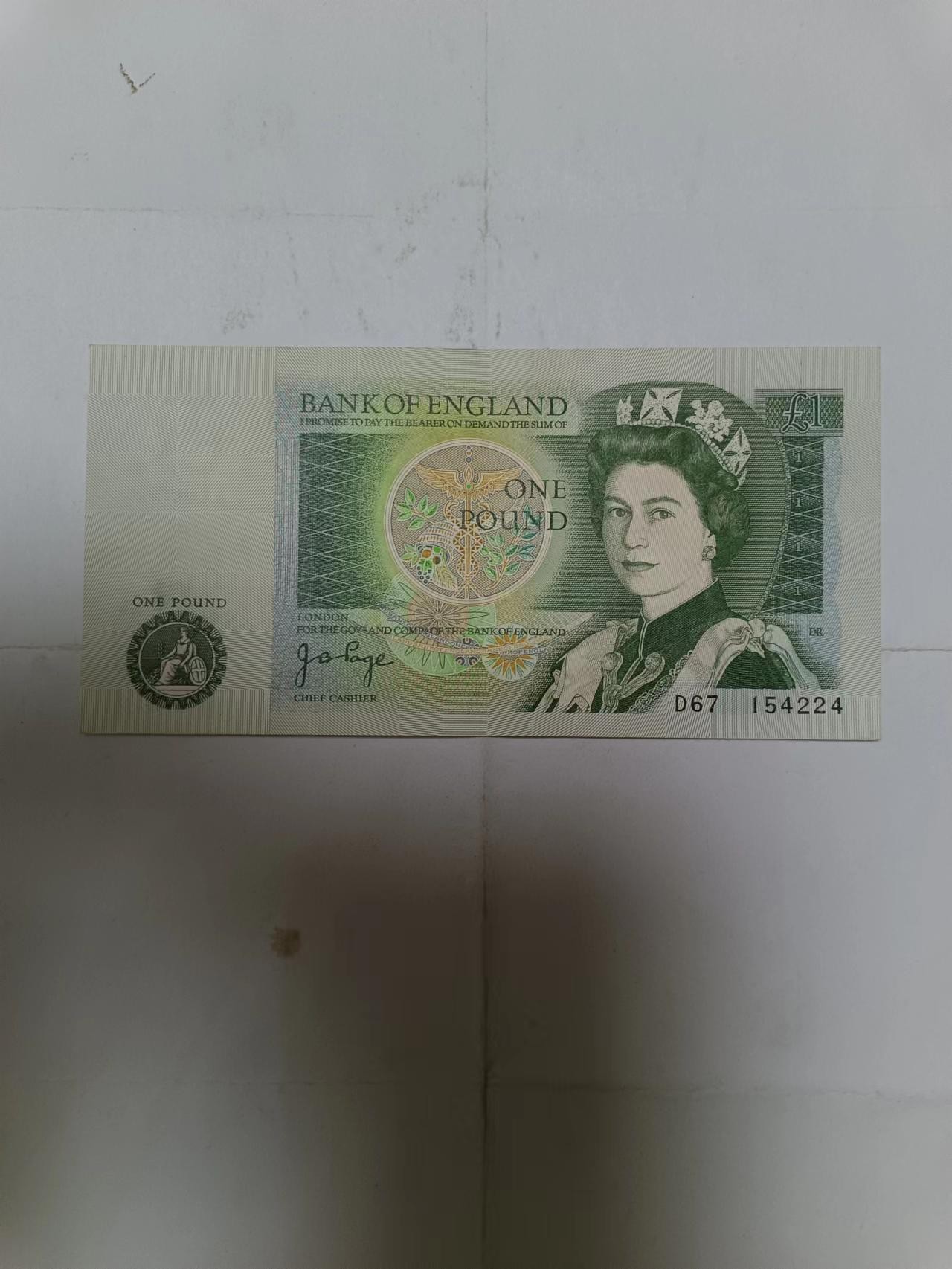 【20230909】非全新纸币第六十三场 英国D序列1镑，好品