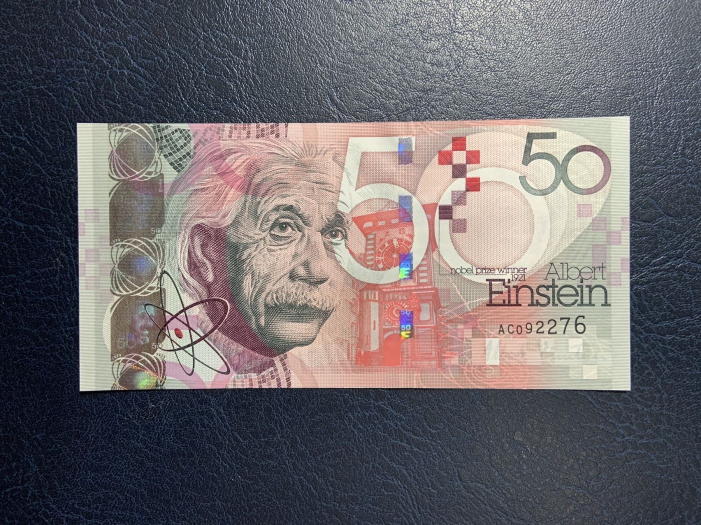 收藏联盟Quantum Auction 第287期拍卖  德纳罗公司2005年爱因斯坦去世50周年纪念测试钞 品相全新UNC