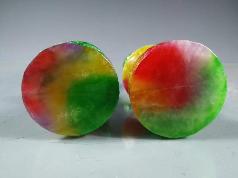 冰种四彩翡翠烛台尺寸:高19.6cm宽5.5cm 重626.5g