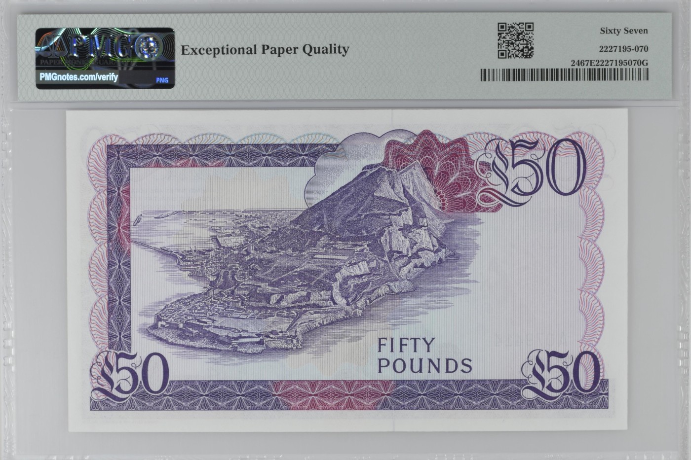 紫瑗钱币——第302期拍卖—纸币场 【首发A冠 PMG 67EPQ】 直布罗陀 1986年 伊丽莎白二世 高冠 50镑 (P-24)