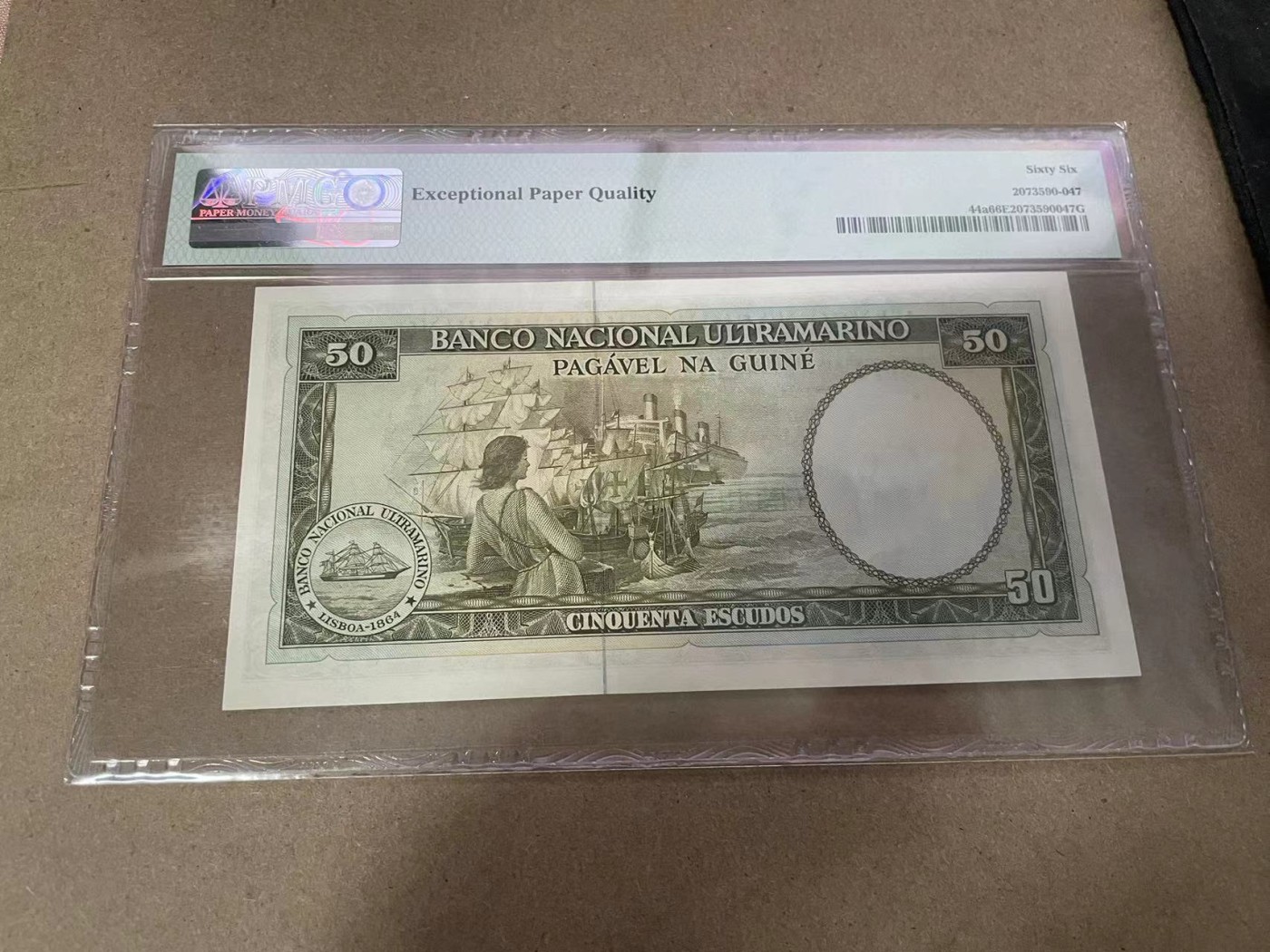 【Blue Auction】✨世界纸币精拍第368期——格雷伯爵夫妇 【无47】葡属几内亚 1971年50埃斯库多 PMG66EPQ 