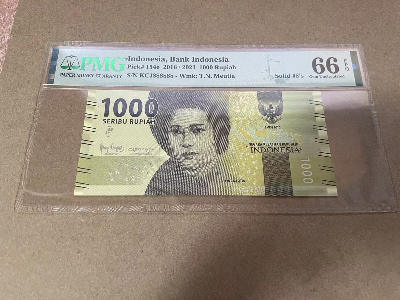 【Blue Auction】✨世界纸币精拍第368期——格雷伯爵夫妇 【全同8】印尼 2016年1000卢比 PMG66EPQ 