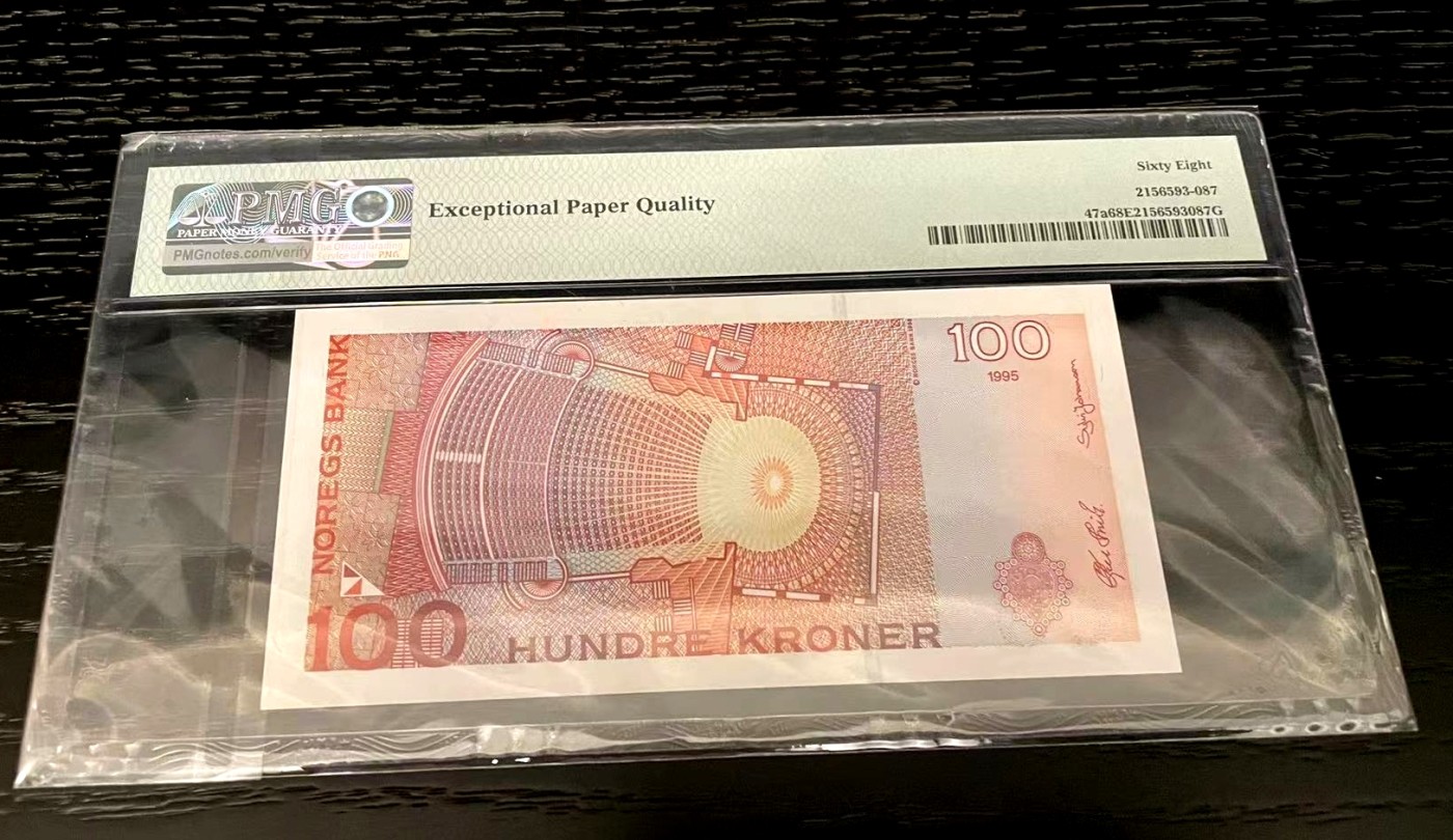 【Blue Auction】✨世界纸币精拍第368期——格雷伯爵夫妇 【初版 亚军分】挪威 1995-98年100克朗 PMG68EPQ 超高分