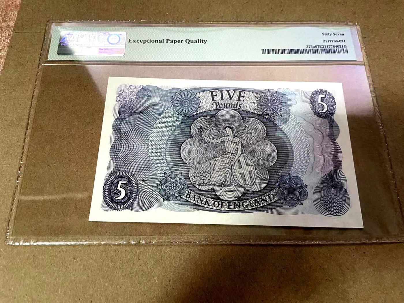 【Blue Auction】✨世界纸币精拍第368期——格雷伯爵夫妇 【a版首签 A03冠】英国 1963-66年 C序列5镑 女王 PMG67EPQ 高分  