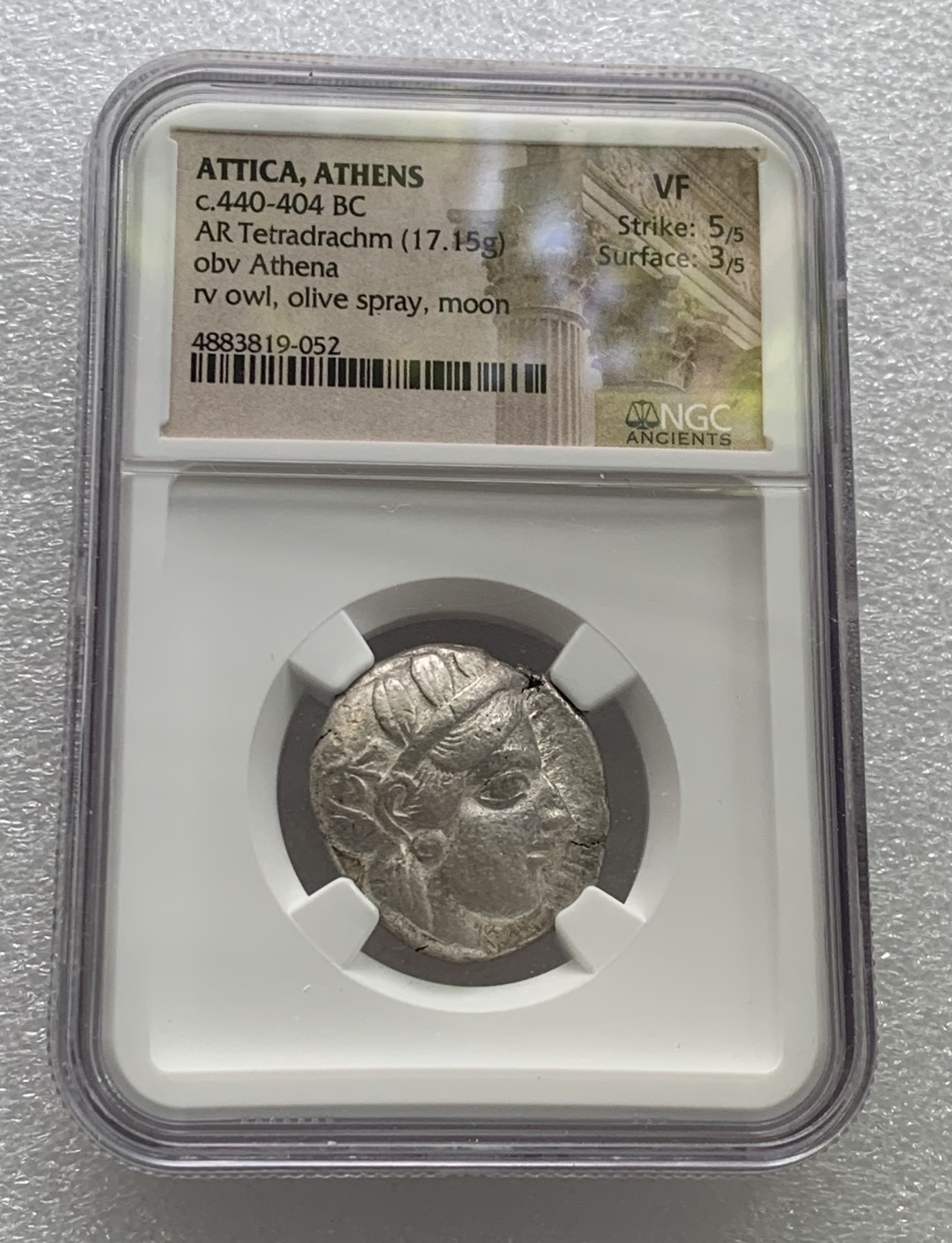 瓶子🏺第108期拍卖会 古希腊 公元前440-前404年4德拉克马雅典娜猫头鹰银币