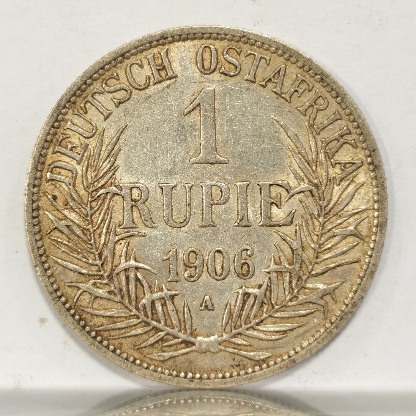 博洋堂世界钱币拍卖第042期周六场（全场包邮）本周五、周六二场连拍 德属东非1906年威廉二世1卢比银币，带点黄油光